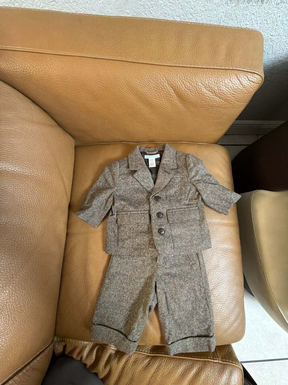 Janie and Jack Suit Set Size 0 to 6 Mos Brown Tweed Blazer Pants